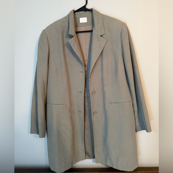 cleo Jackets & Blazers - cleo Taupe Long Single-Breasted Blazer